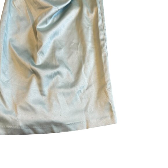 BHLDN Anthropologie Strapless Green Satin Dress Ruched Knee Length Size Med NWT - Picture 5 of 13